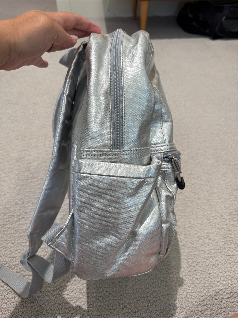 STATE Metallic Silver Signature Backpack Small Travel School Bag - Picture 4 of 9